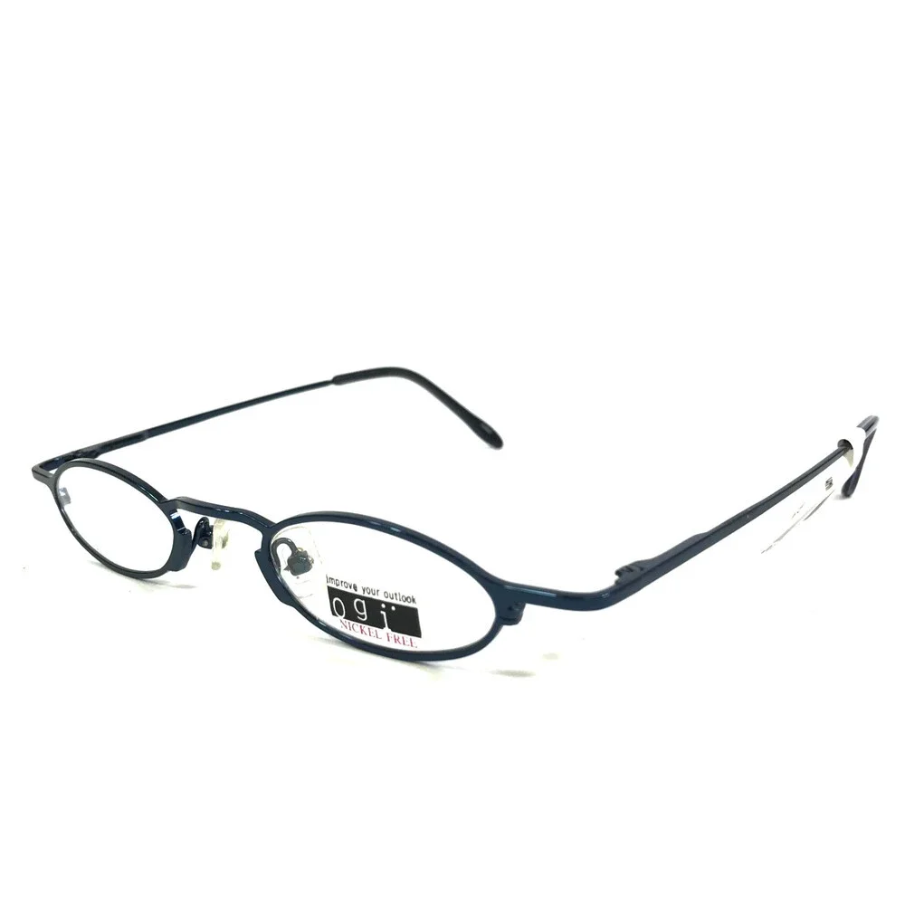 ogi Petite Eyeglasses Frames 9010 COL. 68 Navy Blue Oval Wire Rim 40-22-133